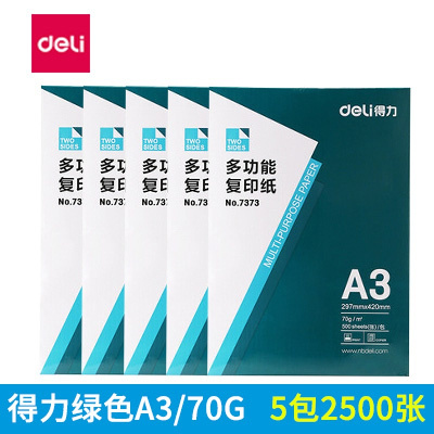佳宣a4复印纸70g打印白纸80g稿纸a3办公用纸a5纸整箱 绿包装a3-70g5包2500张