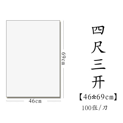 半生半熟初学者书法专用练习宣纸100张四尺六尺对开 四尺三开（46*69cm100张） 生宣（适合草书、行书、国画写意）