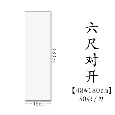 半生半熟初学者书法专用练习宣纸100张四尺六尺对开 六尺对开(48*180cm50张) 生宣(适合草书、行书、国画写意)