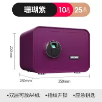 [48小时发货]保险柜家用小型25cm35cm45cm迷你隐形指纹密码保管箱防盗小型保险箱柜入 [25CM]指纹紫色II
