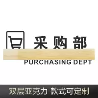 牌定制亚克力标识牌办公室个性牌子总经理室科室牌指示牌创意会议室挂牌仓库标牌财务室经理 LK-103采购部 30x11cm