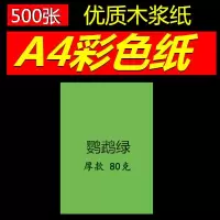 彩色复印纸a4/80克白色打印复印纸手工粉红浅蓝浅绿500张 500张包A480g鹦鹉绿