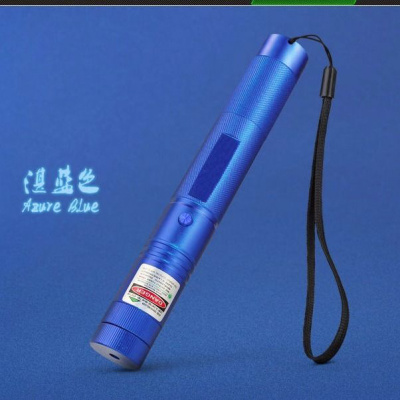 远射激光手电售楼沙盘笔绿光镭射充电激光灯红外线射笔驾校教学笔 外观蓝一电一充 8个精美图案礼盒