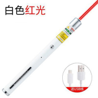 射灯笔绿光激光手电 激光灯红外线激光沙盘笔usb充电激光售楼笔 红光[烤漆白色+USB线]