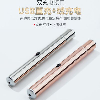 usb充电激光笔灯迷你手电筒红外线绿光远射指示售楼教鞭笔 时尚银(红光)