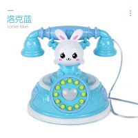 儿童音乐仿真电话机0-1-3岁婴幼儿4早教宝宝6-12个月手机玩具 蓝色卡通兔子电话机（电池板）