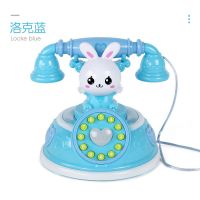 儿童音乐仿真电话机0-1-3岁婴幼儿4早教宝宝6-12个月手机玩具 蓝色卡通兔子电话机（电池板）