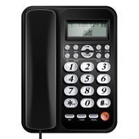 金电话机家用座机商务办公电话 时尚固定电话 来电显示免电池 2026-白色-水晶按键