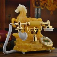 欧式电话机复古电话家用固定有线座机仿古电话机无线电信插卡电话 橙色(插电信手机卡使用)