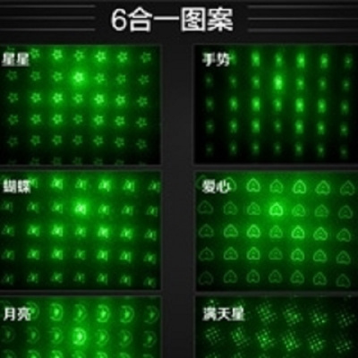 激光手电绿光激光灯教鞭笔镭射灯绿外线远射售楼部沙盘笔 一电一充盒装+一头六图黑色