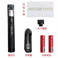 303激光手电筒绿光激光灯教鞭笔灯绿外线远射满天星充电沙盘售楼 绿光二电一充礼盒[1头6图案]
