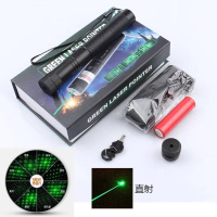 充电303激光手电筒绿光激光灯教鞭笔镭射灯绿外线工程沙盘售楼笔 绿光一电一充(1头6图)盒装