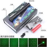 充电303激光手电筒绿光激光灯教鞭笔镭射灯绿外线工程沙盘售楼笔 绿光一电一充（外观黑）盒装