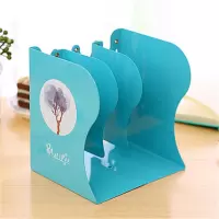 可伸缩书立架中号折叠书夹书靠书挡书立三栏大号学生卡通创意加厚 四季树蓝色