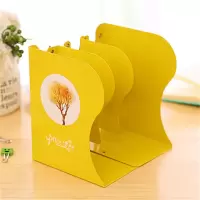 可伸缩书立架中号折叠书夹书靠书挡书立三栏大号学生卡通创意加厚 四季树黄色