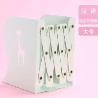 可伸缩书立架折叠书夹学生用加厚大号创意高中生可伸缩办隔挡文具 大号/长颈鹿/浅绿(送10支笔)