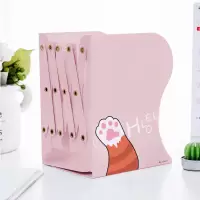 书架简易桌上学生书立可伸缩书立架少女心高中生简约韩版可爱书夹 猫爪之下-浅粉