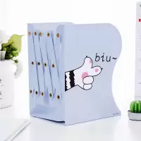 书架简易桌上学生书立可伸缩书立架少女心高中生简约韩版可爱书夹 猫爪之下-浅蓝