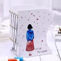 可伸缩书立架学生折叠书夹子书靠简约学习用品书架简易桌上收纳架 5058女孩