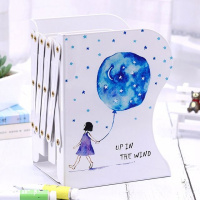 可伸缩书立架学生折叠书夹子书靠简约学习用品书架简易桌上收纳架 5058气球