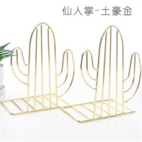 书立 ins北欧桌面书架书夹器课桌收纳放书立书夹书靠架简约书靠 仙人掌-金色