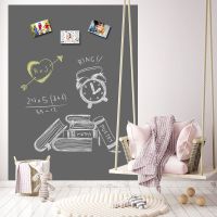 黑板墙贴磁性可移胶不伤墙办公书写白板墙贴移除无痕反复粘贴 岩灰色(可移胶-不伤墙) 50*60cm