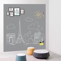 黑板墙贴磁性可移胶不伤墙办公书写白板墙贴移除无痕反复粘贴 静灰色（可移胶-不伤墙） 60*90cm