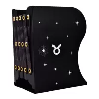十二星座大号可伸缩书立架创意简约学生书架书夹简易金属折叠收纳 金牛座(黑色款)