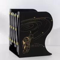 可伸缩书立架学生用折叠书夹简约创意少女心高中生简易桌上放书架 黑色-探索宇宙(加大号)