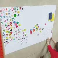 黑板墙贴磁性加厚可移胶不伤墙家用儿童画画涂鸦黑板办公书写白板 白板(可移胶+不伤墙) 60x120cm