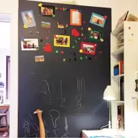 黑板墙贴磁性加厚可移胶不伤墙家用儿童画画涂鸦黑板办公书写白板 酷黑色(可移胶+不伤墙) 80x120cm