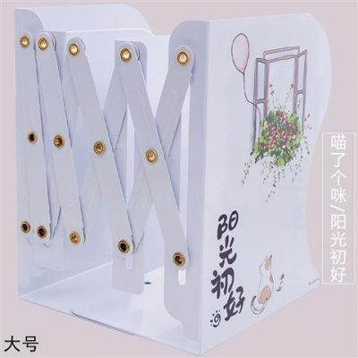 伸缩书立架学生大号创意简约铁书立书夹书靠书挡桌上折叠收纳书架 阳光初好大号
