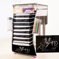 学生课桌神器挂书袋大容量加厚款书本收纳袋书挂袋多功能书立挂架 黑色梦想(带绕桌防滑带子)