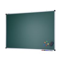 黑板挂式小黑板白板培训教学办公绿板家用儿童黑板粉笔磁性黑板 银框100*150cm单面2盒粉笔