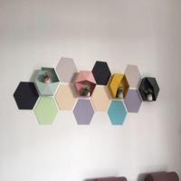 六边形毛毡留言板照片背景墙贴幼儿园作品软木板展示板公告栏 其它颜色留言给客服 5片装带魔术贴