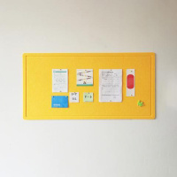 定制毛毡板幼儿园作品彩色毛毡展示板软木板照片墙留言板公告栏 黄色 均码