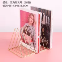 桌面简易铁艺书架办公室桌上书挡简约杂志收纳架创意书立金属书本 三角形七格-浅金色