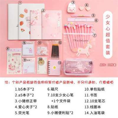 文具套装礼盒韩国少女心创意学习用品精美大礼包初中高中学生 普通包装