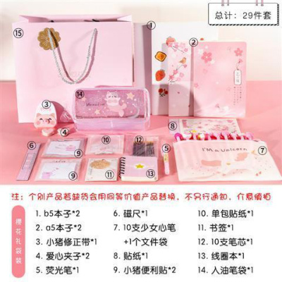 文具套装礼盒韩国少女心创意学习用品精美大礼包初中高中学生 樱花礼袋版2