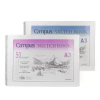 渡边campus素描本 a4/a3美术写生本速写本彩铅本图画本素描纸 A3螺旋(封面随机)