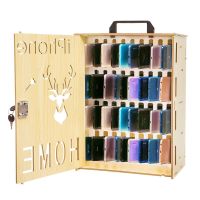 带锁手机收纳盒存放保管箱办公室会议管理桌面多格柜便携置物架子 sj-36白枫木色