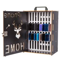 带锁手机收纳盒存放保管箱办公室会议管理桌面多格柜便携置物架子 sj-36亮黑色