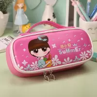 花花姑娘笔袋韩版小学生大容量密码锁手提笔袋女生文具盒铅笔袋 1705深粉赠13件文具