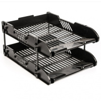 三层文件盘文件座塑料文件框多层文件架桌面文件筐资料架办公用品 经济型两层黑色(拍2送1文件夹)