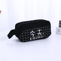 帆布笔袋女生韩版中学生文具盒女韩版初中生学生大容量笔袋女简约 【文字大容量帆布】黑色今天美的没朋友 收藏店铺送礼品