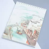 a4古风速写本加厚16k大号上翻素描本学生美术绘画本彩铅水彩本子 A4山水-桥上