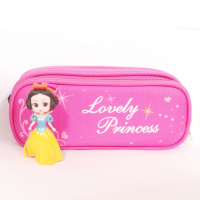 可爱大手办笔袋女韩版高颜值网红大容量铅笔盒赠笔芯文具盒笔铅笔 公主玫红色笔袋(送手办)