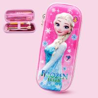 小学生文具盒男女 儿童多功能笔袋韩版铅笔盒 大容量卡通文具袋 9605冰雪粉红3D立体送16件套