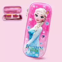 小学生文具盒男女 儿童多功能笔袋韩版铅笔盒 大容量卡通文具袋 9605冰雪粉红3D立体送16件套
