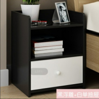 办公文件柜子柜带锁抽屉资料柜桌下移动落地矮柜储物柜小柜子 黑加白单抽